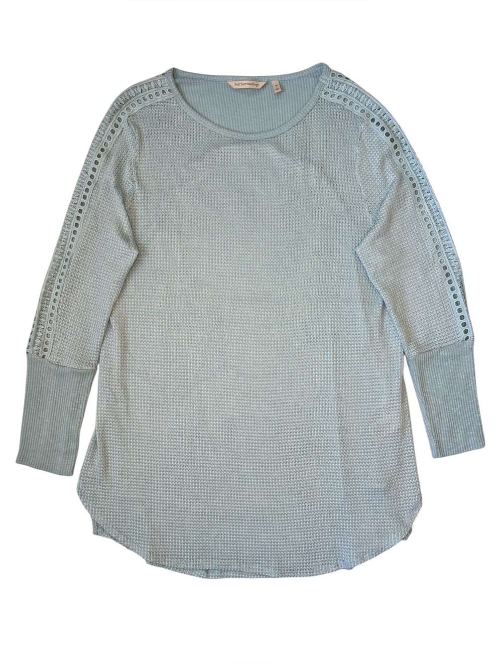 Soft Surroundings Pale Blue Waffle-Knit Long Sleeve Top